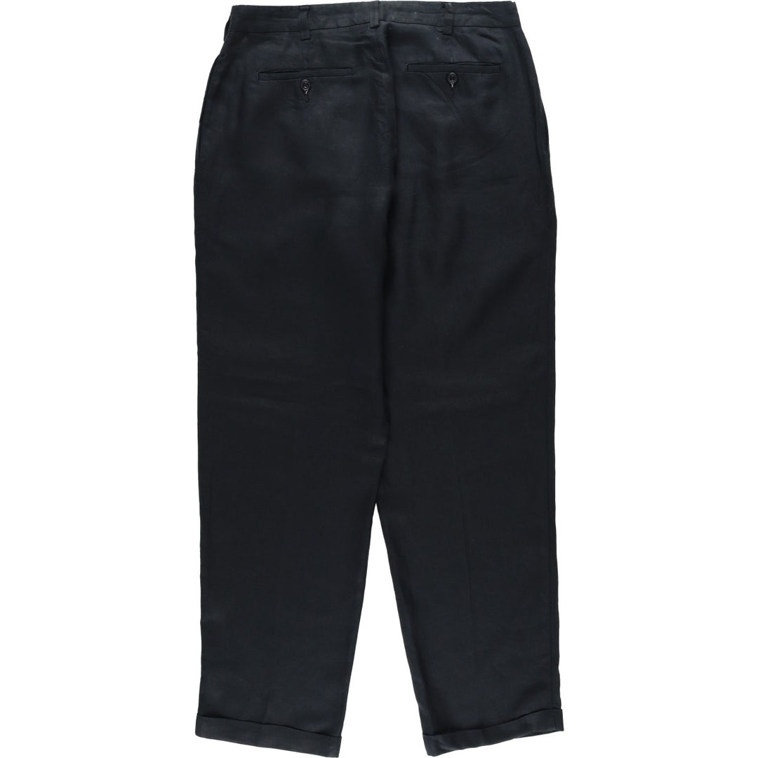 Banana Republic two-pleat linen trousers, men's size W34 (approx.) linen black type Vintage Second Hand
