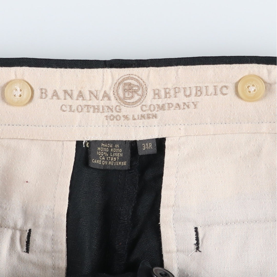 Banana Republic two-pleat linen trousers, men's size W34 (approx.) linen black type Vintage Second Hand