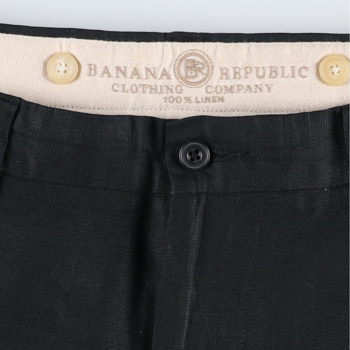 Banana Republic two-pleat linen trousers, men's size W34 (approx.) linen black type Vintage Second Hand