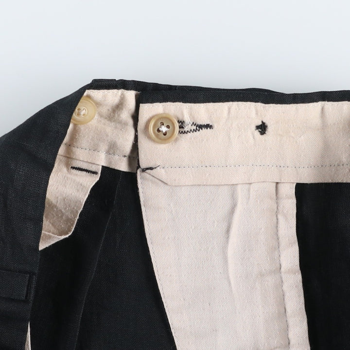 Banana Republic two-pleat linen trousers, men's size W34 (approx.) linen black type Vintage Second Hand