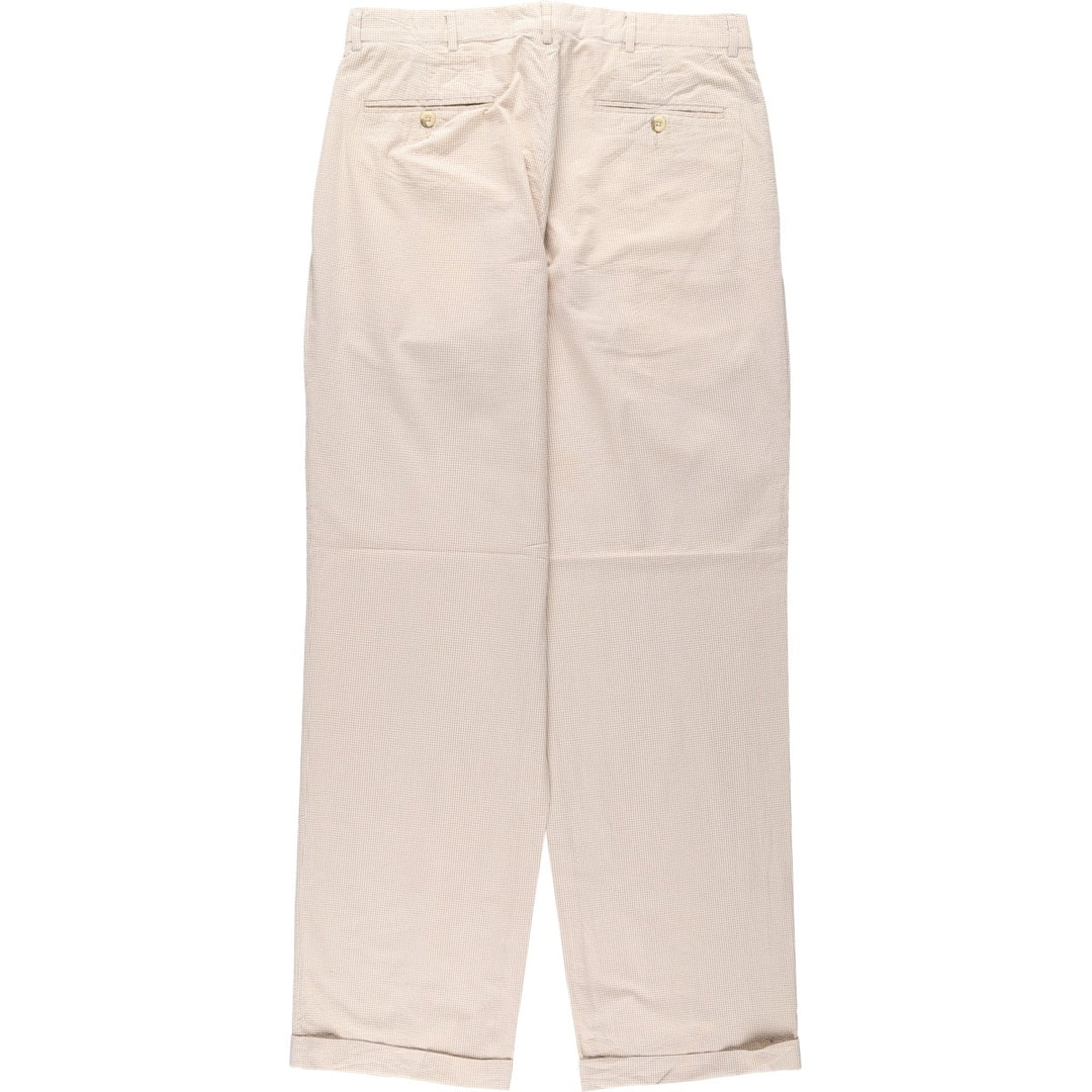 HAROLD POWELL Gingham Check Two-Pleat Seersucker Cotton Slacks Pants, Men's W33 (approx.) cotton white type Vintage Second Hand