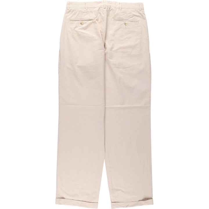 HAROLD POWELL Gingham Check Two-Pleat Seersucker Cotton Slacks Pants, Men's W33 (approx.) cotton white type Vintage Second Hand