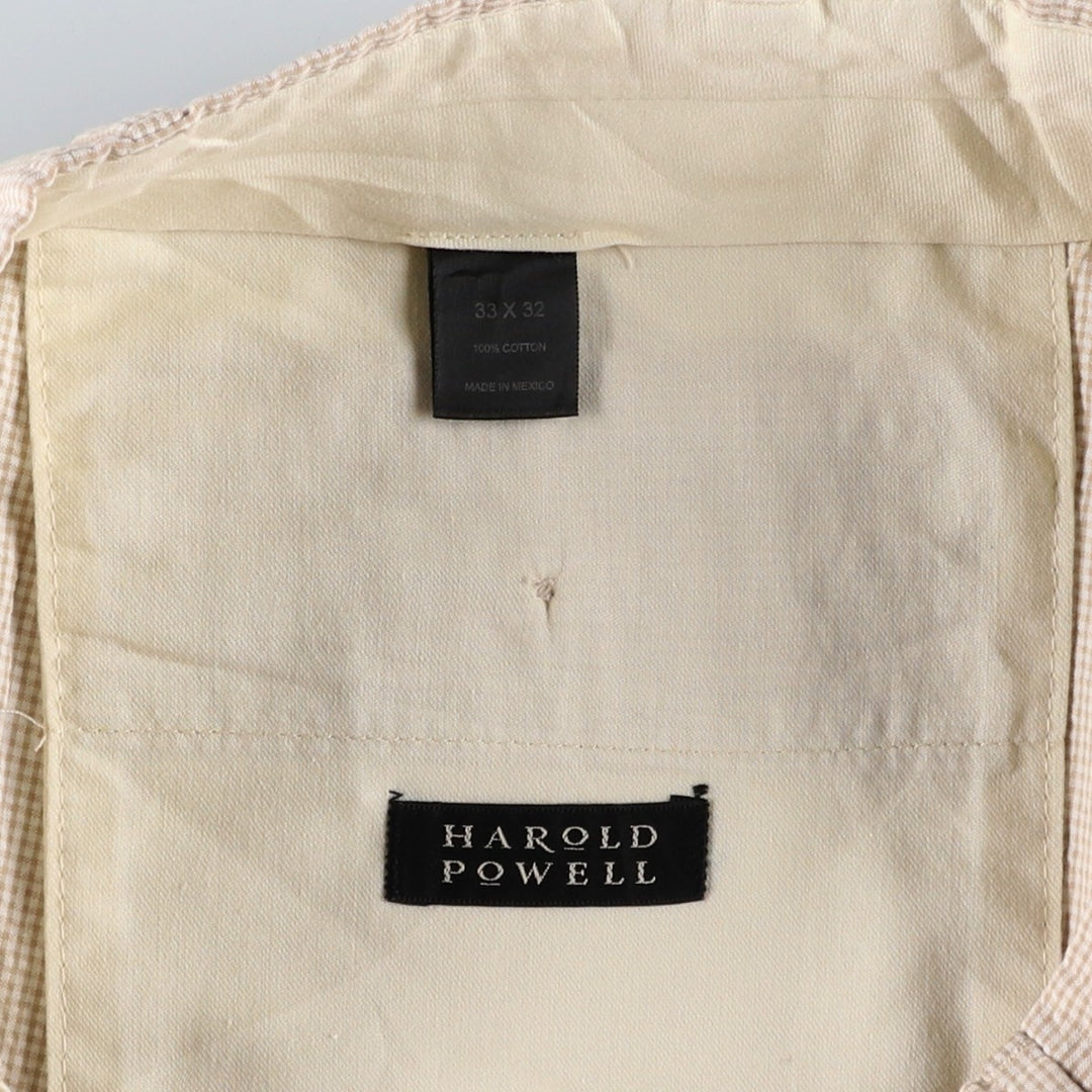HAROLD POWELL Gingham Check Two-Pleat Seersucker Cotton Slacks Pants, Men's W33 (approx.) cotton white type Vintage Second Hand