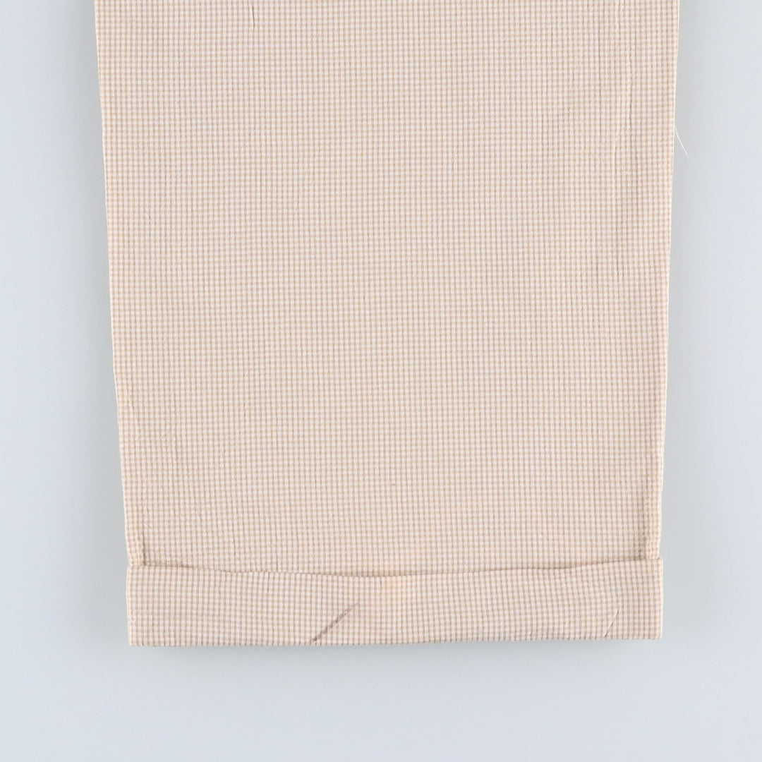 HAROLD POWELL Gingham Check Two-Pleat Seersucker Cotton Slacks Pants, Men's W33 (approx.) cotton white type Vintage Second Hand