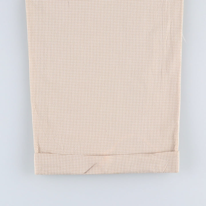 HAROLD POWELL Gingham Check Two-Pleat Seersucker Cotton Slacks Pants, Men's W33 (approx.) cotton white type Vintage Second Hand