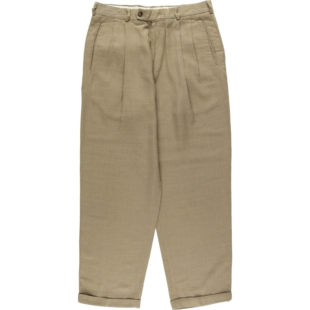 1990'S Levi's SLATES Two-Pleat Slacks Pants, Men's Size W33 (approx.), Vintage Rayon Khaki type beige Vintage Second Hand