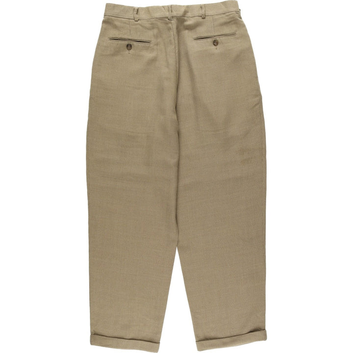 1990'S Levi's SLATES Two-Pleat Slacks Pants, Men's Size W33 (approx.), Vintage Rayon Khaki type beige Vintage Second Hand