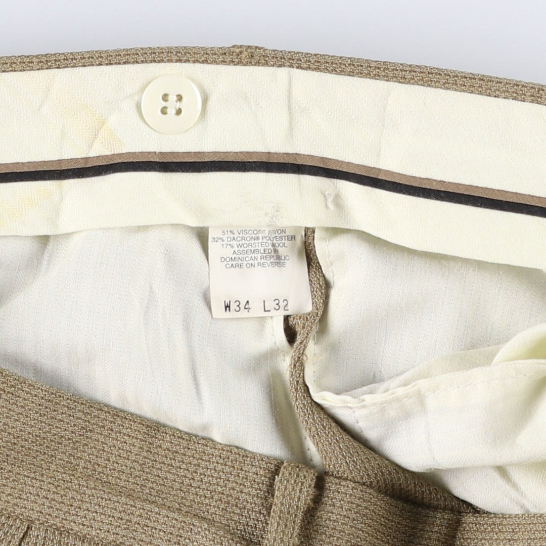 1990'S Levi's SLATES Two-Pleat Slacks Pants, Men's Size W33 (approx.), Vintage Rayon Khaki type beige Vintage Second Hand
