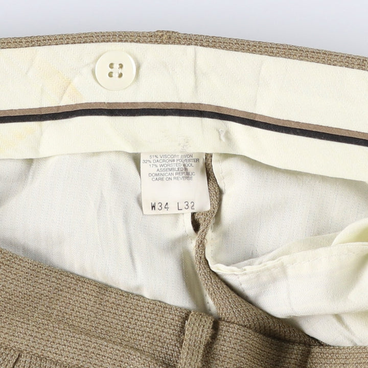 1990'S Levi's SLATES Two-Pleat Slacks Pants, Men's Size W33 (approx.), Vintage Rayon Khaki type beige Vintage Second Hand
