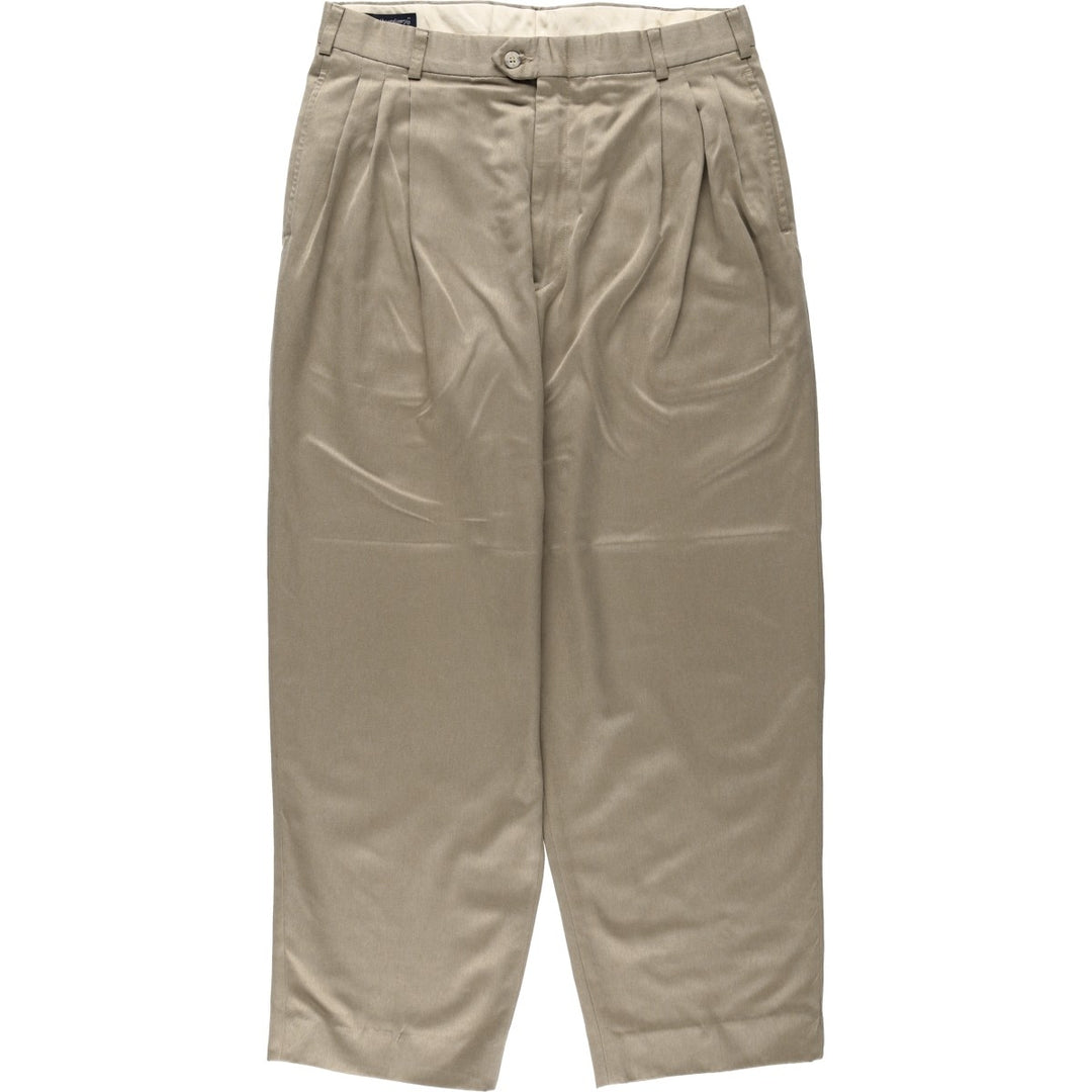 Norm Thompson Three-Pleat Slacks Pants, Made in USA, Men's W32 (approx.), Vintage polyester gray type Vintage Second Hand
