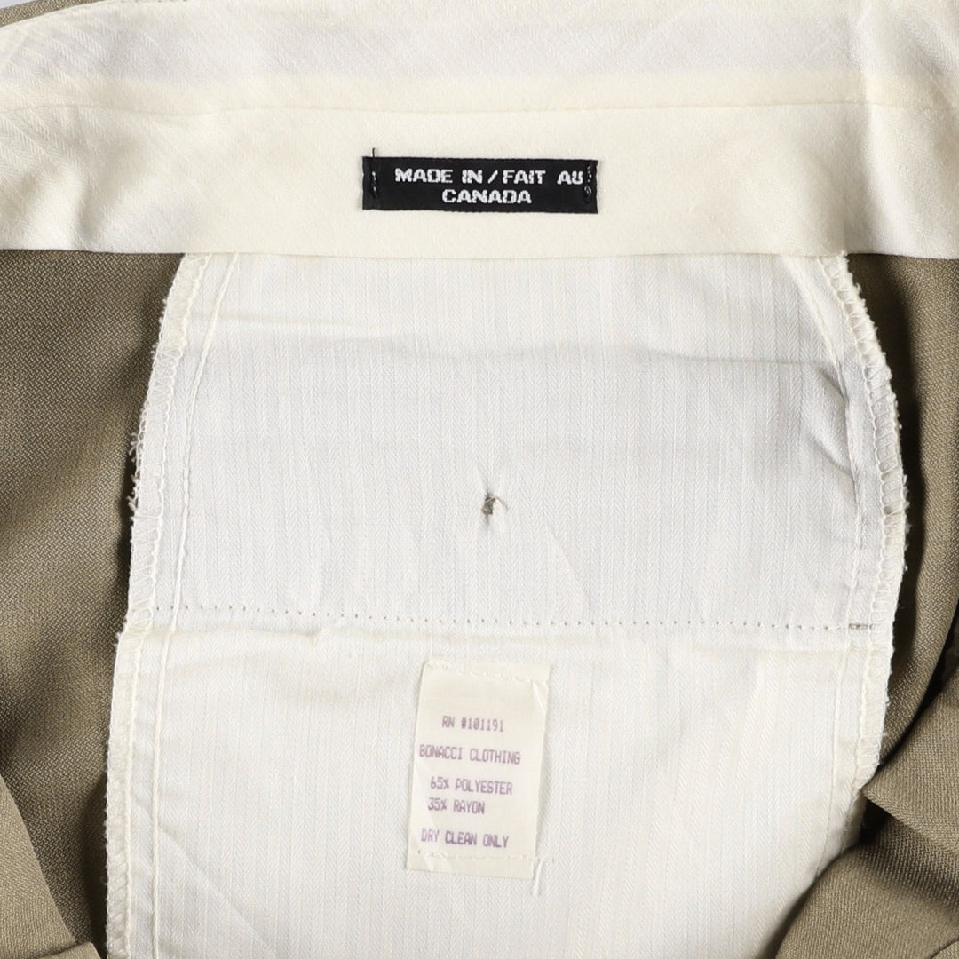 Three-pleat slacks, made in Canada, men's size W34 (approx.) polyester beige type brown Vintage Second Hand