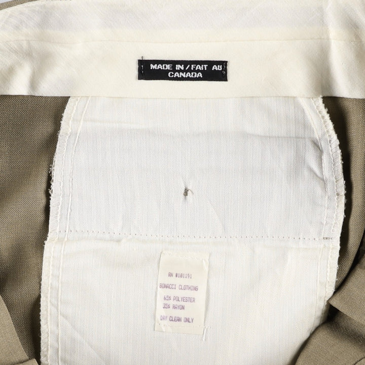 Three-pleat slacks, made in Canada, men's size W34 (approx.) polyester beige type brown Vintage Second Hand