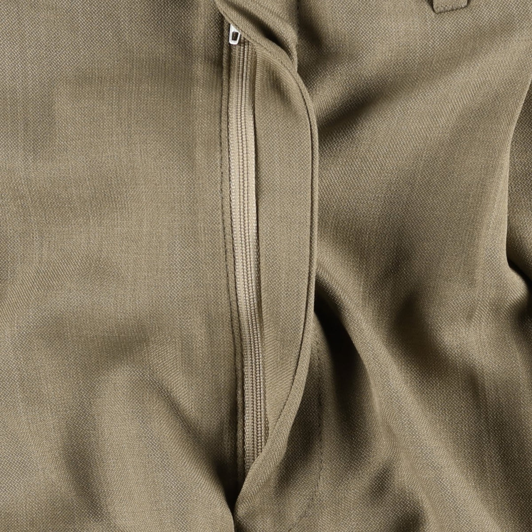 Three-pleat slacks, made in Canada, men's size W34 (approx.) polyester beige type brown Vintage Second Hand