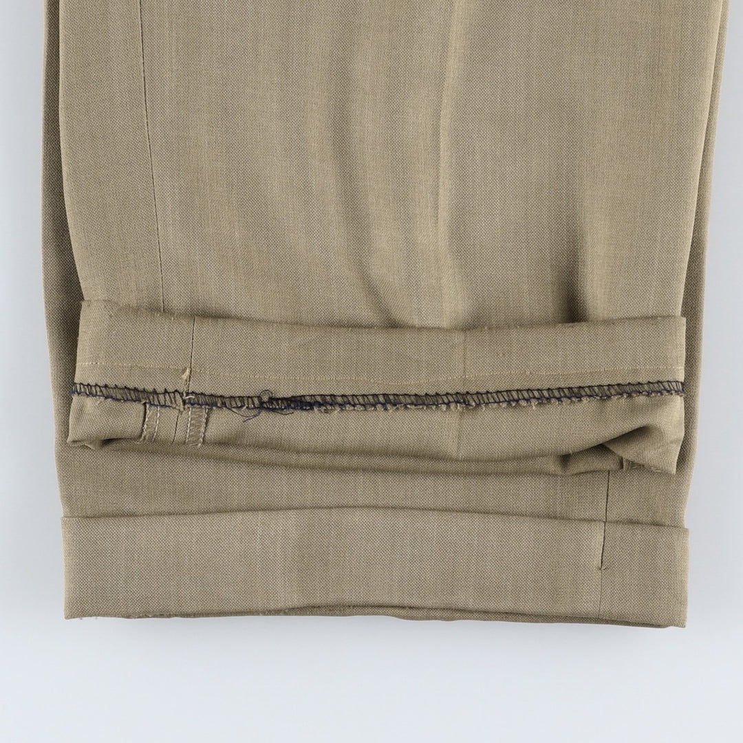Three-pleat slacks, made in Canada, men's size W34 (approx.) polyester beige type brown Vintage Second Hand