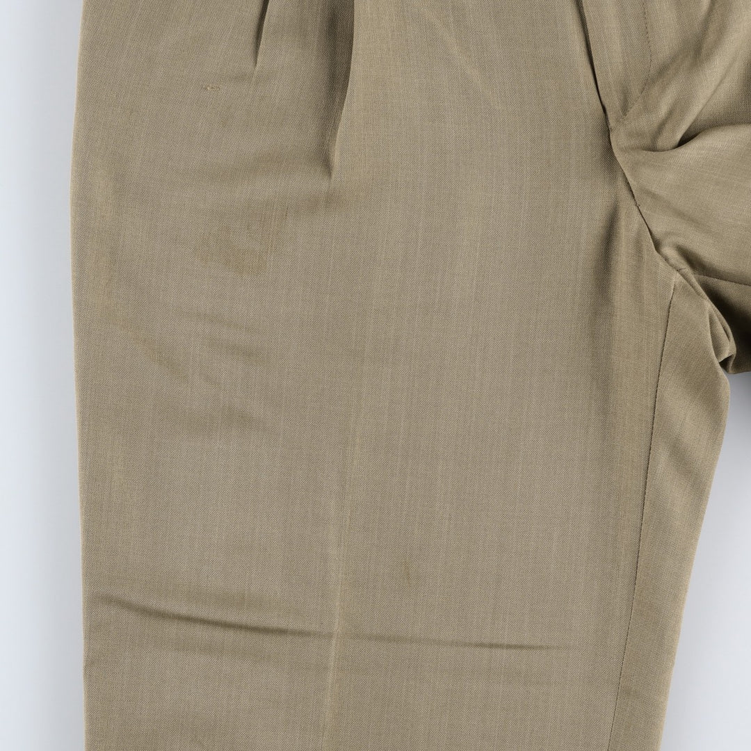 Three-pleat slacks, made in Canada, men's size W34 (approx.) polyester beige type brown Vintage Second Hand