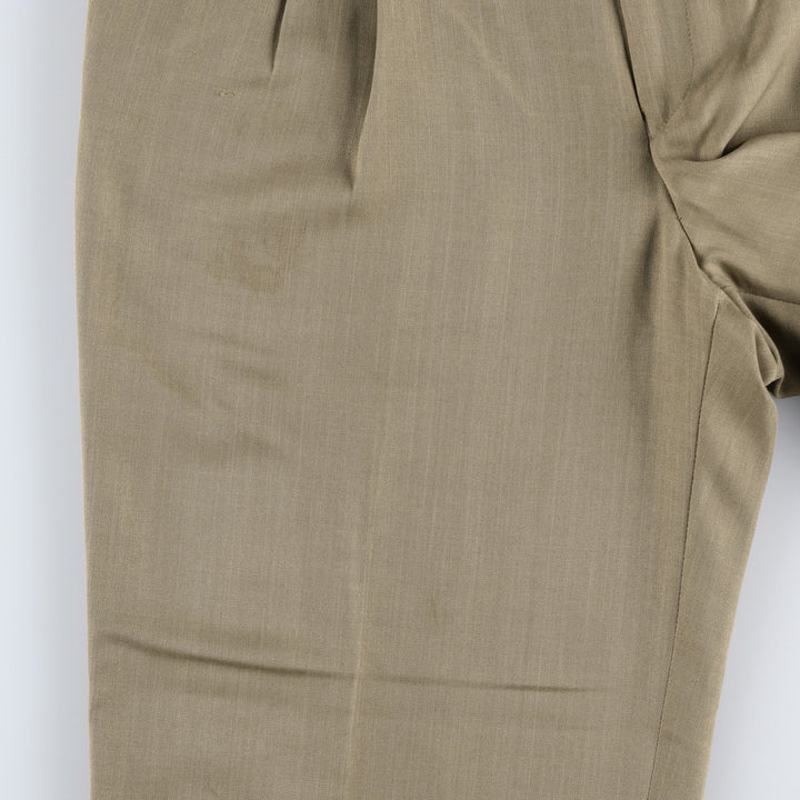 Three-pleat slacks, made in Canada, men's size W34 (approx.) polyester beige type brown Vintage Second Hand