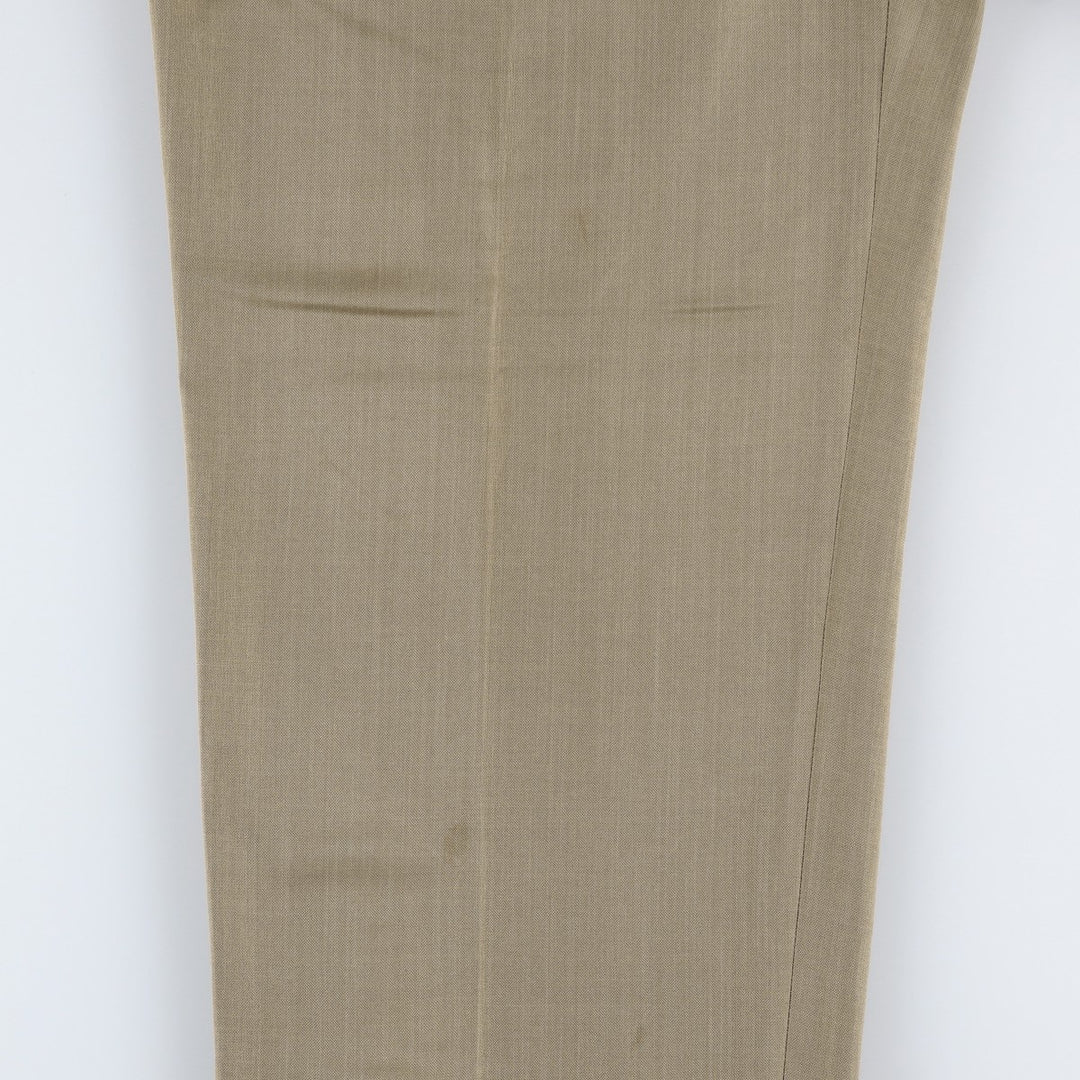 Three-pleat slacks, made in Canada, men's size W34 (approx.) polyester beige type brown Vintage Second Hand