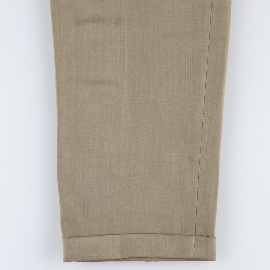 Three-pleat slacks, made in Canada, men's size W34 (approx.) polyester beige type brown Vintage Second Hand