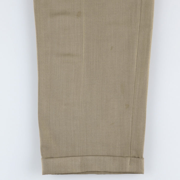Three-pleat slacks, made in Canada, men's size W34 (approx.) polyester beige type brown Vintage Second Hand