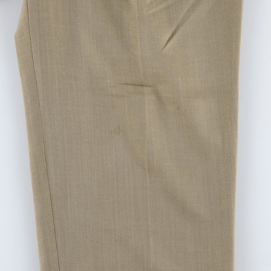 Three-pleat slacks, made in Canada, men's size W34 (approx.) polyester beige type brown Vintage Second Hand