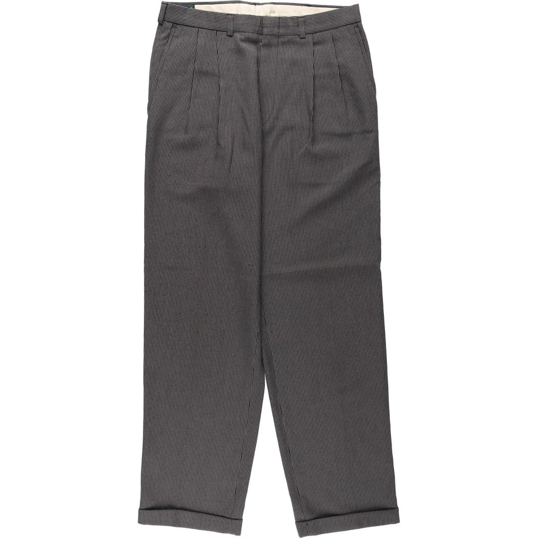 CAMBRIDGE CLASSICS Check Pattern Two-Pleat Slacks, Made in USA, Men's Size W32 (approx.) polyester Charcoal Vintage Second Hand