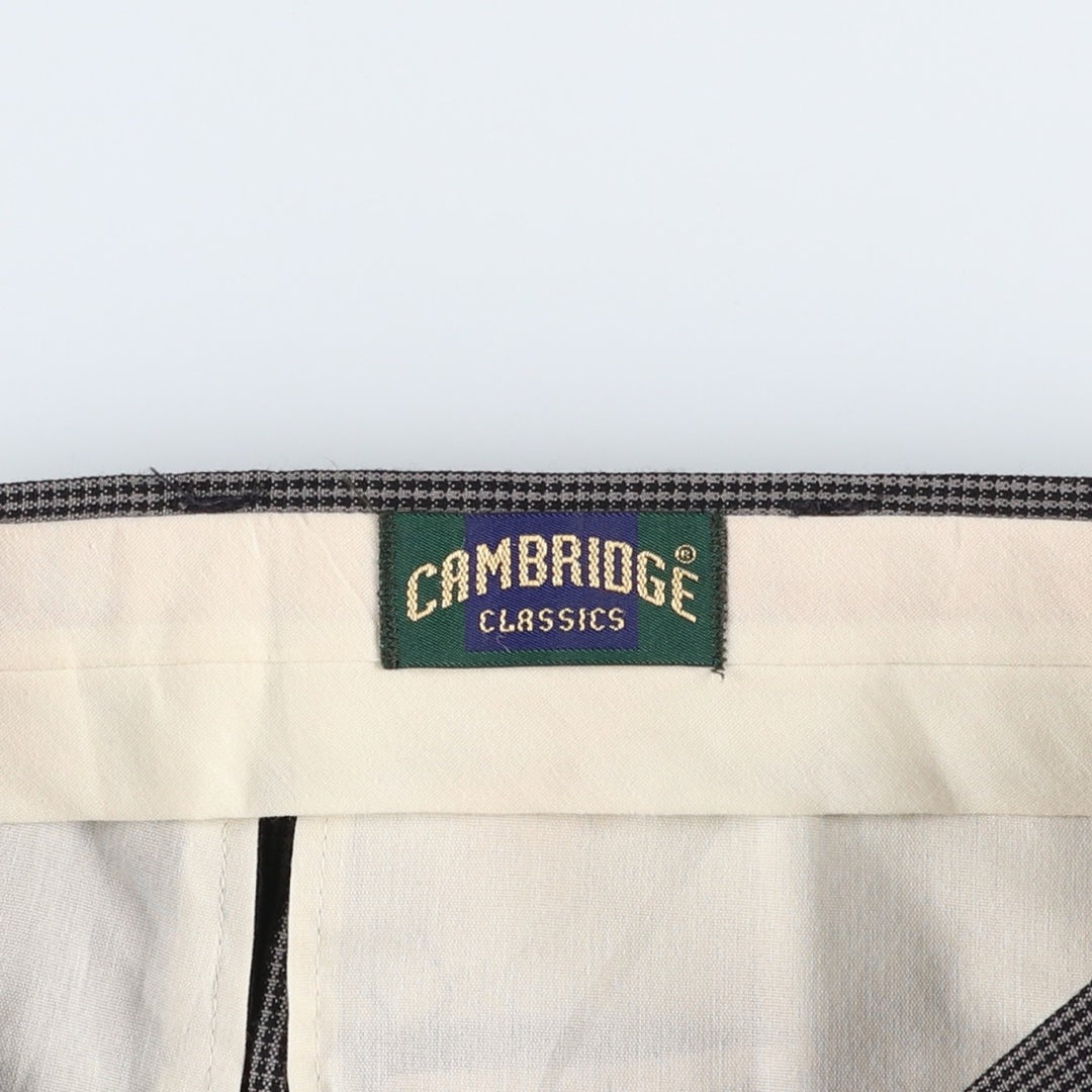 CAMBRIDGE CLASSICS Check Pattern Two-Pleat Slacks, Made in USA, Men's Size W32 (approx.) polyester Charcoal Vintage Second Hand