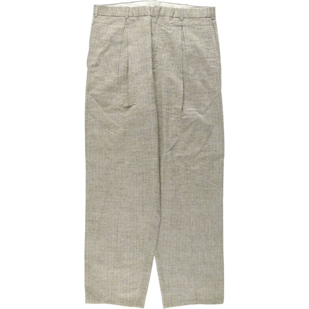 ~1990'S J.RIGGINGS Two-Pleat Slacks Pants Men's W33 (approx.) Vintage polyester Beige type Vintage Second Hand