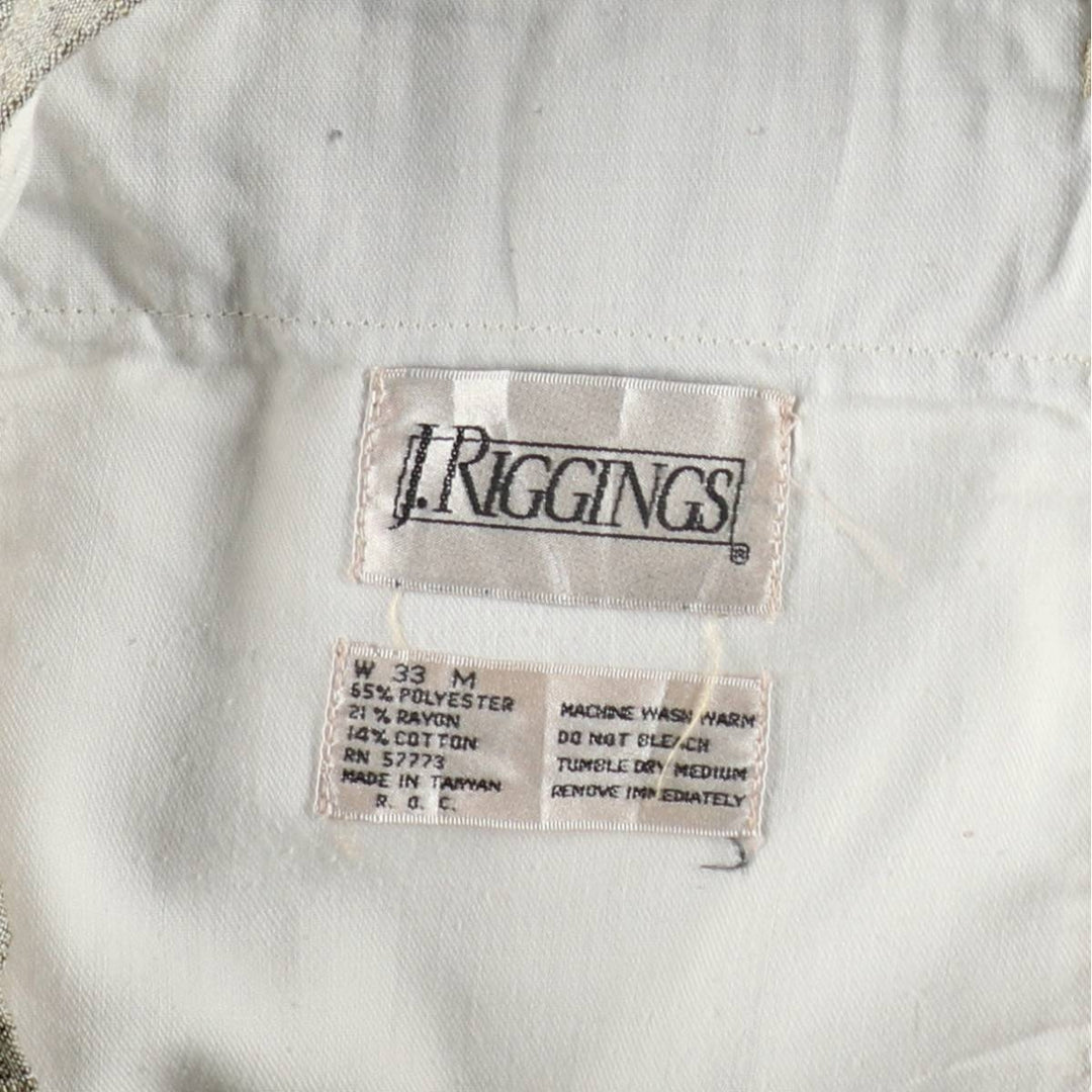 ~1990'S J.RIGGINGS Two-Pleat Slacks Pants Men's W33 (approx.) Vintage polyester Beige type Vintage Second Hand