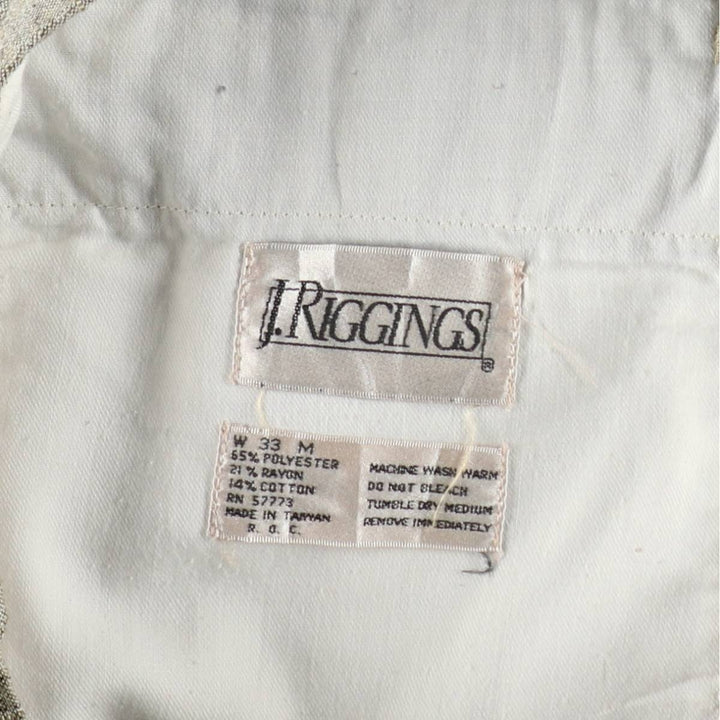 ~1990'S J.RIGGINGS Two-Pleat Slacks Pants Men's W33 (approx.) Vintage polyester Beige type Vintage Second Hand