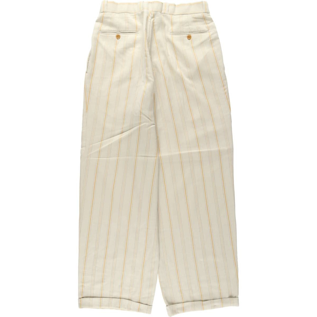 Striped Pattern Three-Pleat Slacks Pants Men's W31 (approx.) unclear unbleached Vintage Second Hand