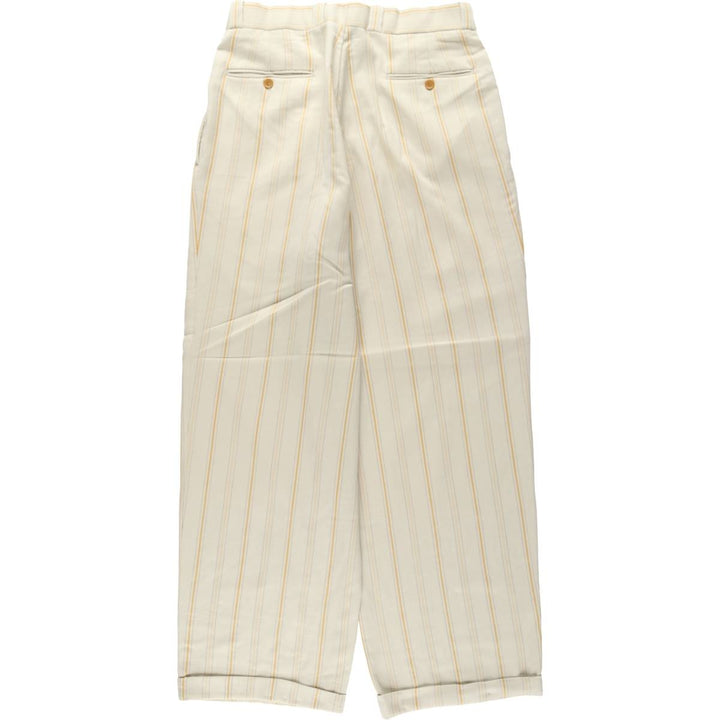 Striped Pattern Three-Pleat Slacks Pants Men's W31 (approx.) unclear unbleached Vintage Second Hand