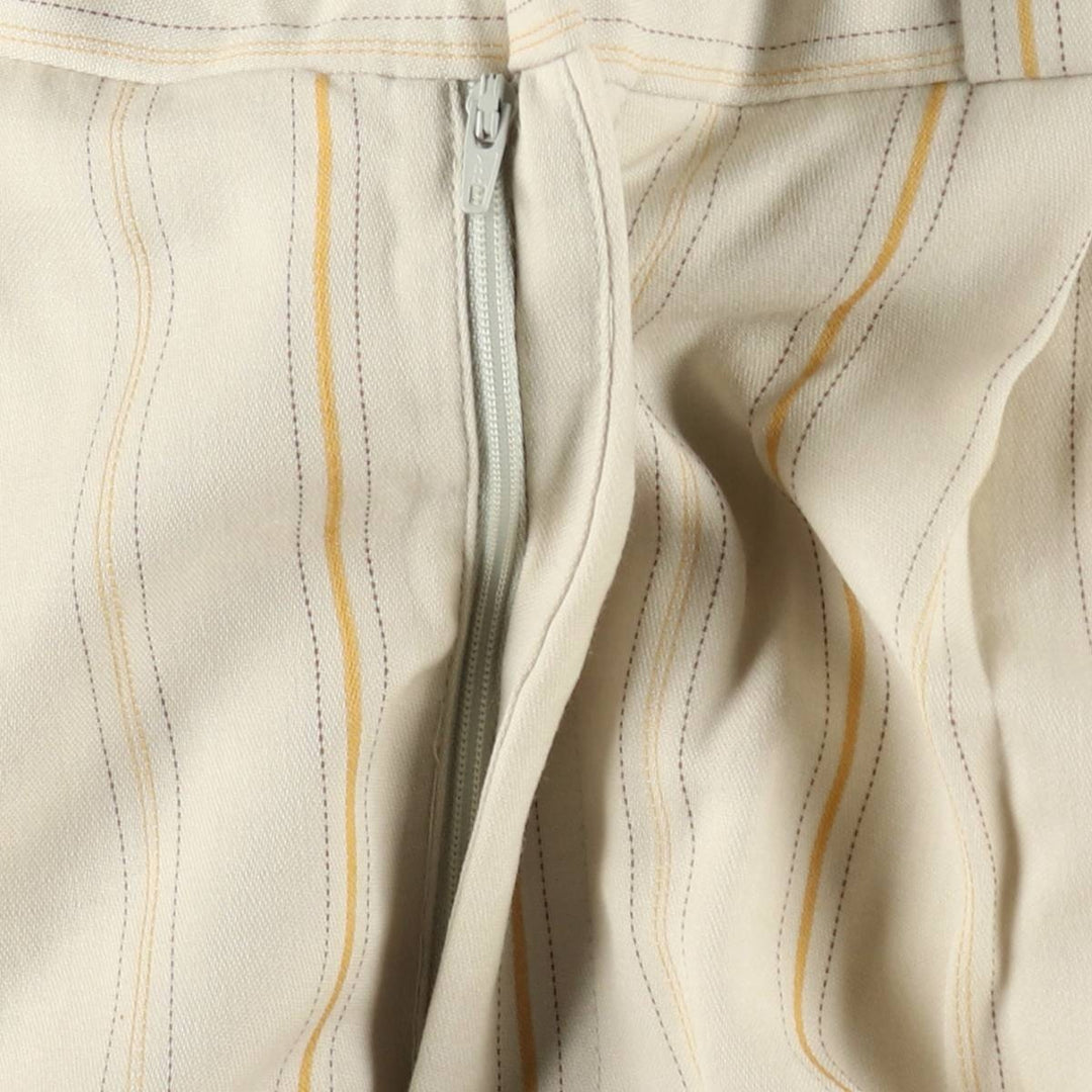 Striped Pattern Three-Pleat Slacks Pants Men's W31 (approx.) unclear unbleached Vintage Second Hand