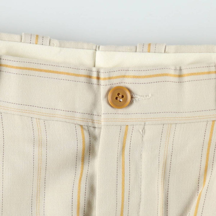 Striped Pattern Three-Pleat Slacks Pants Men's W31 (approx.) unclear unbleached Vintage Second Hand