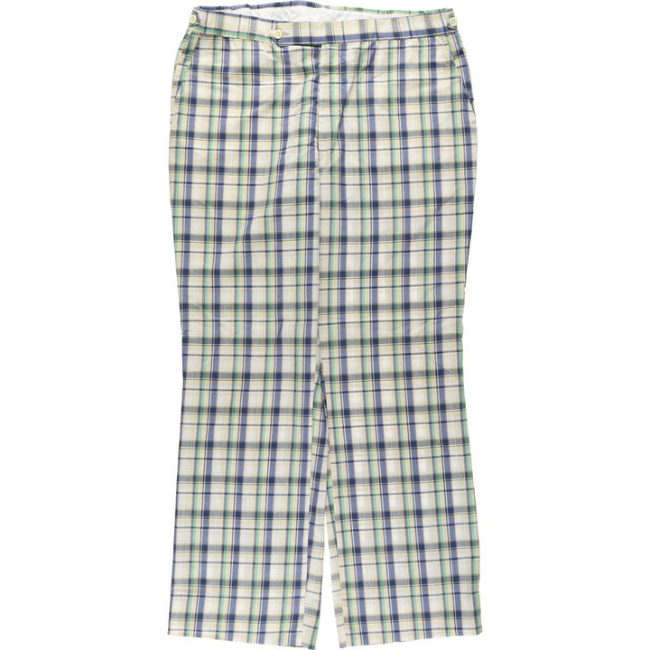 ~90'S Berle Check Pattern Slacks Pants Men's W37 (approx.) Vintage unclear green type Vintage Second Hand