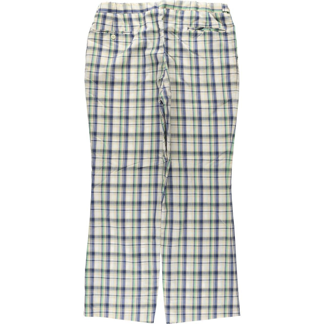 ~90'S Berle Check Pattern Slacks Pants Men's W37 (approx.) Vintage unclear green type Vintage Second Hand