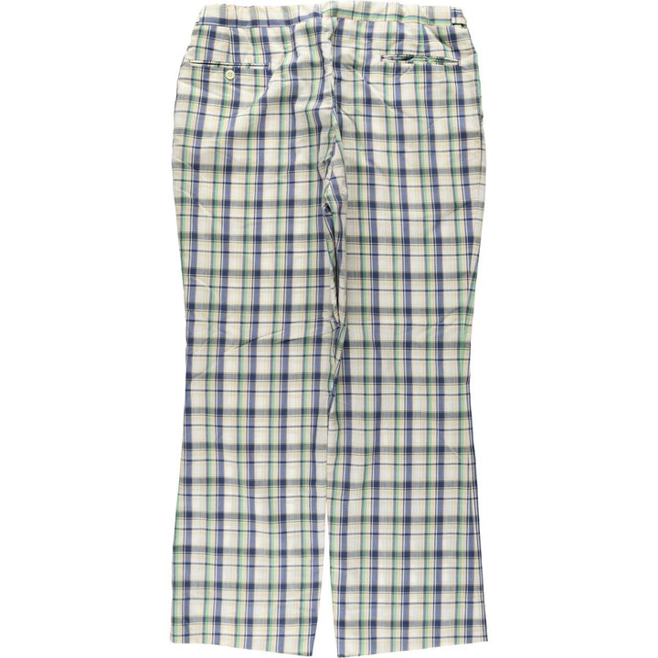 ~90'S Berle Check Pattern Slacks Pants Men's W37 (approx.) Vintage unclear green type Vintage Second Hand
