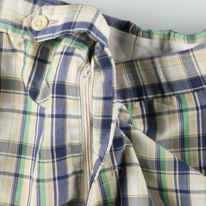 ~90'S Berle Check Pattern Slacks Pants Men's W37 (approx.) Vintage unclear green type Vintage Second Hand