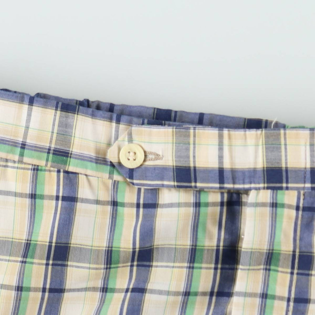 ~90'S Berle Check Pattern Slacks Pants Men's W37 (approx.) Vintage unclear green type Vintage Second Hand