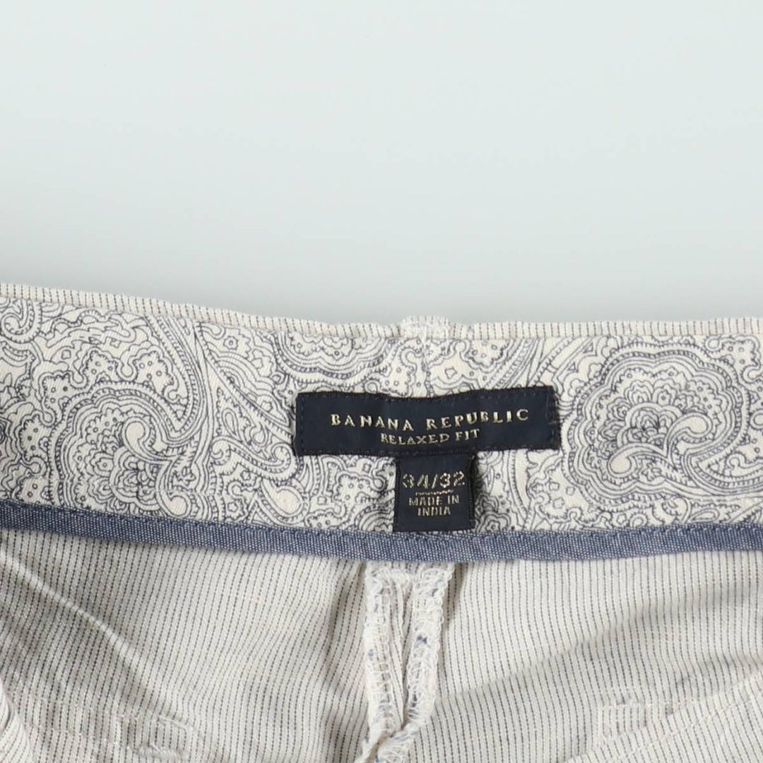 2000'S Banana Republic Relaxed Fit Cotton x Linen Pants, Men's W35 (approx.) linen Blue type light blue Vintage Second Hand