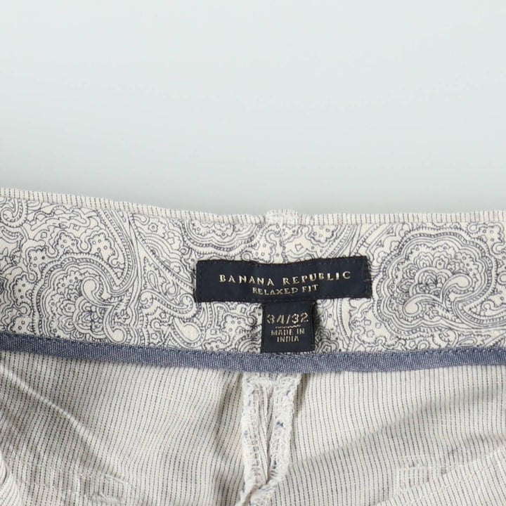 2000'S Banana Republic Relaxed Fit Cotton x Linen Pants, Men's W35 (approx.) linen Blue type light blue Vintage Second Hand
