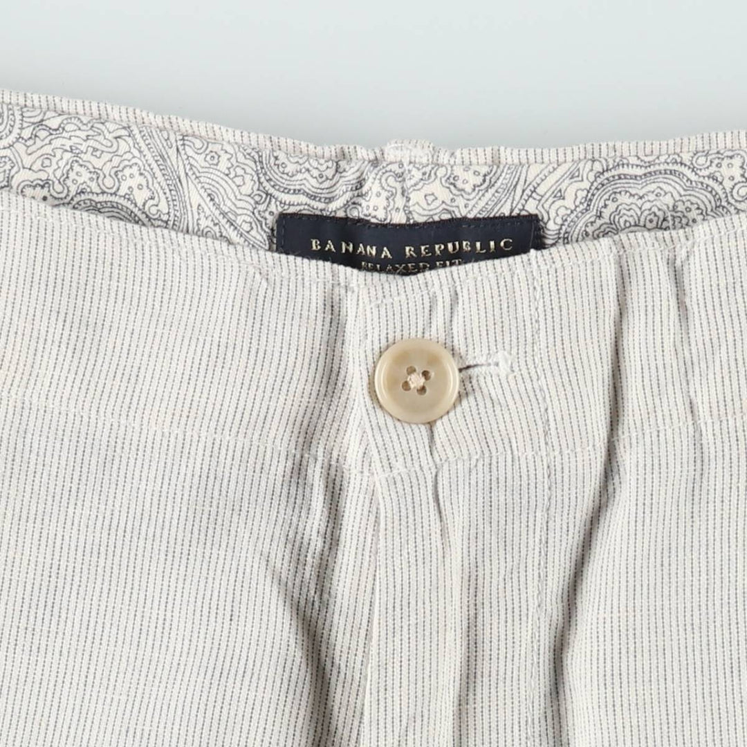 2000'S Banana Republic Relaxed Fit Cotton x Linen Pants, Men's W35 (approx.) linen Blue type light blue Vintage Second Hand