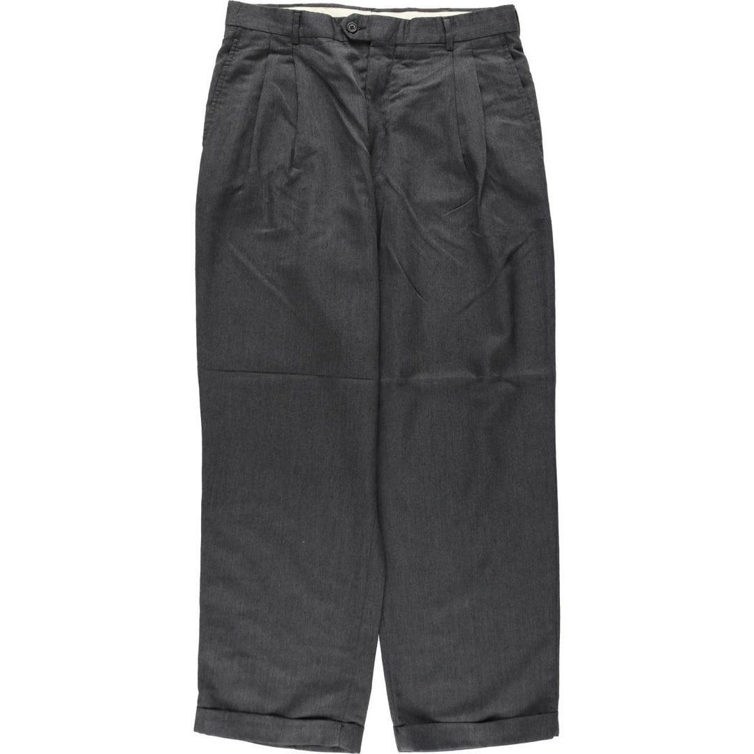Ralph Lauren CHAPS two-pleat slacks pants, men's size W33 (approx.) polyester Charcoal Vintage Second Hand