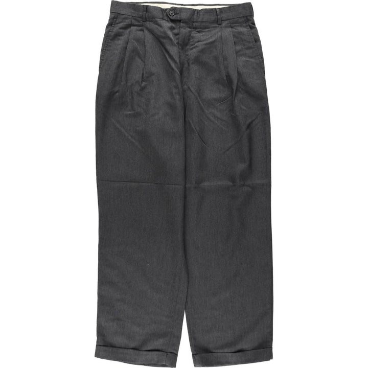 Ralph Lauren CHAPS two-pleat slacks pants, men's size W33 (approx.) polyester Charcoal Vintage Second Hand