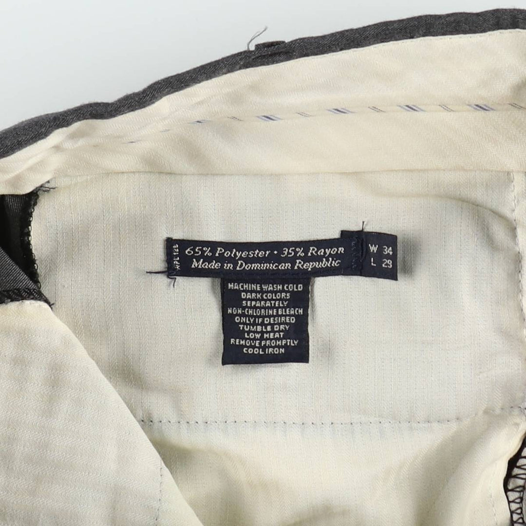 Ralph Lauren CHAPS two-pleat slacks pants, men's size W33 (approx.) polyester Charcoal Vintage Second Hand