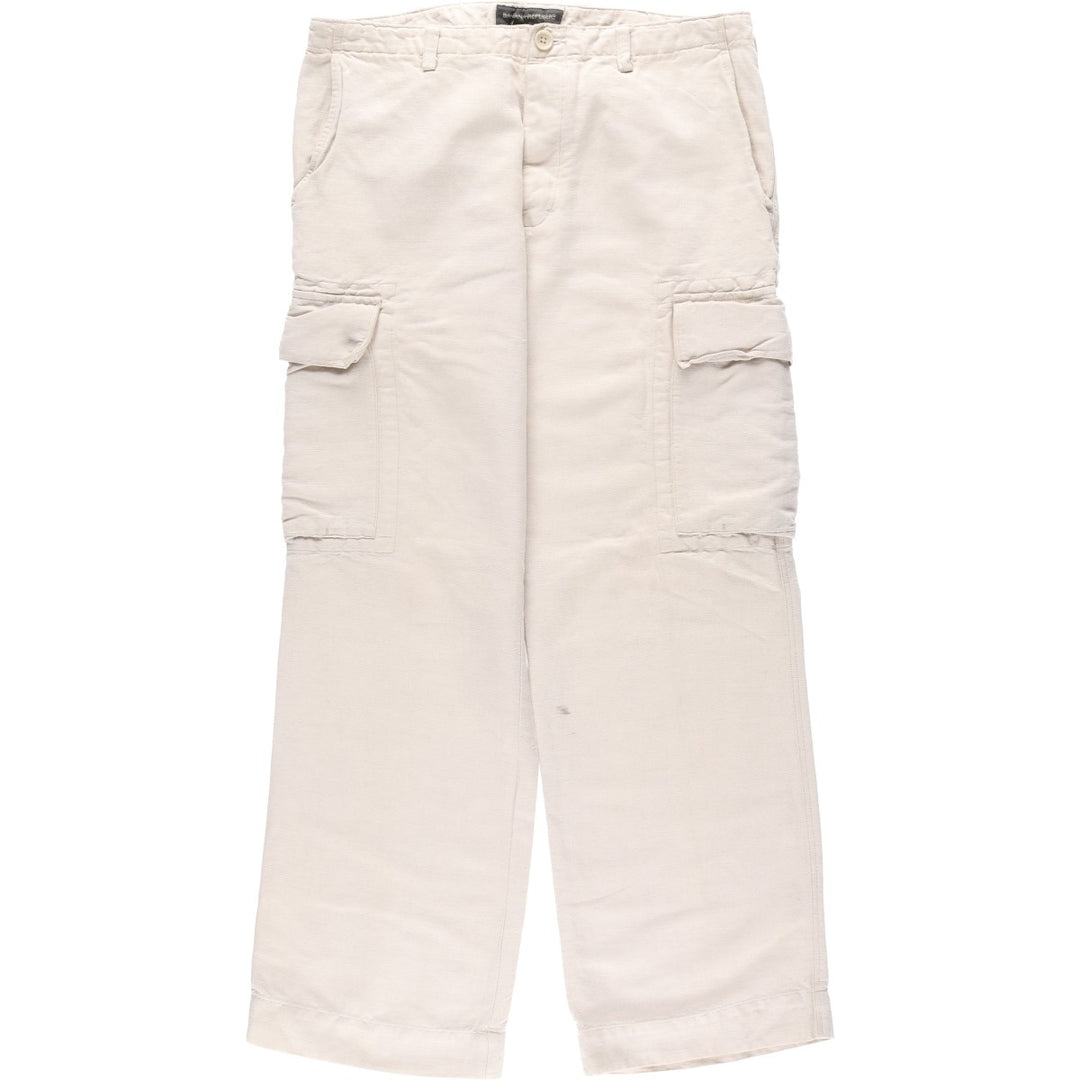 2000'S Banana Republic cotton x linen pants, slacks, cargo pants, men's size W34 (approx.) linen unbleached Vintage Second Hand