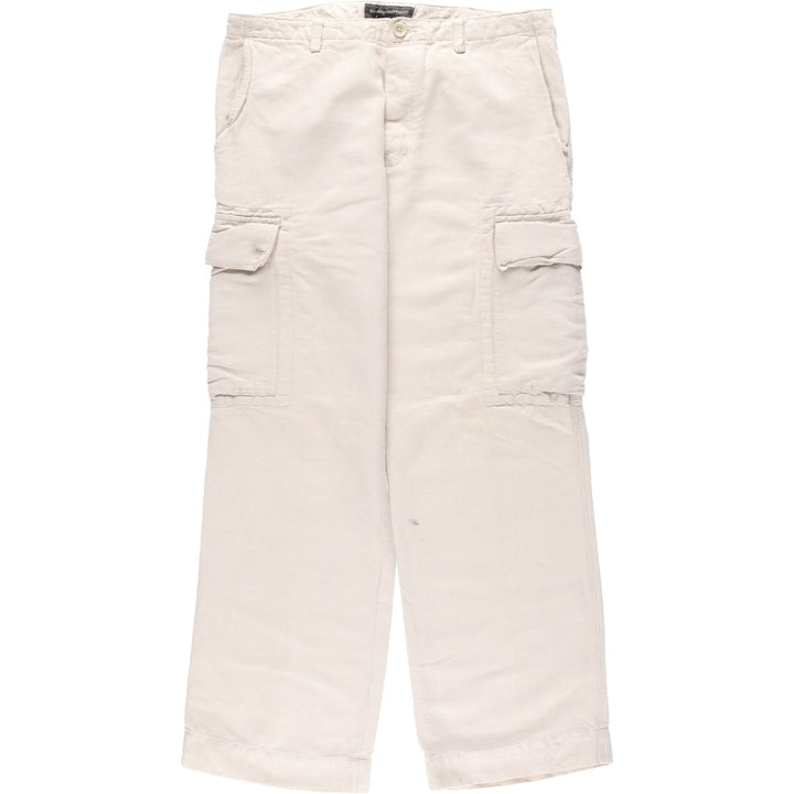 2000'S Banana Republic cotton x linen pants, slacks, cargo pants, men's size W34 (approx.) linen unbleached Vintage Second Hand