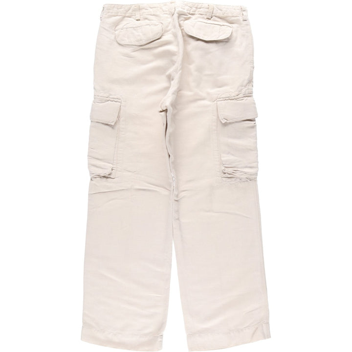 2000'S Banana Republic cotton x linen pants, slacks, cargo pants, men's size W34 (approx.) linen unbleached Vintage Second Hand