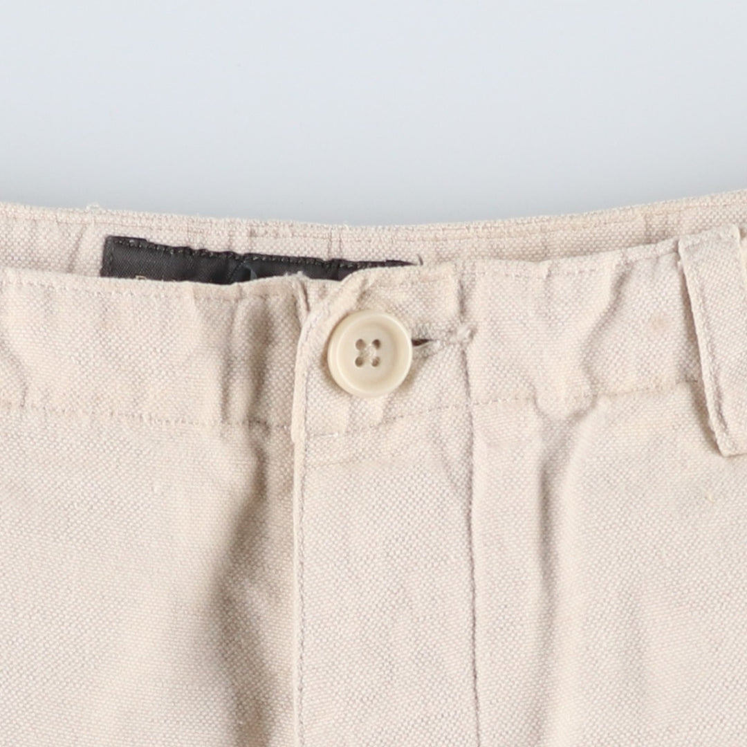 2000'S Banana Republic cotton x linen pants, slacks, cargo pants, men's size W34 (approx.) linen unbleached Vintage Second Hand