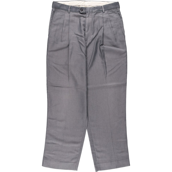 Ralph Lauren CHAPS Two-Pleat Herringbone Slacks Pants, Men's Size W34 (approx.) polyester gray type Vintage Second Hand