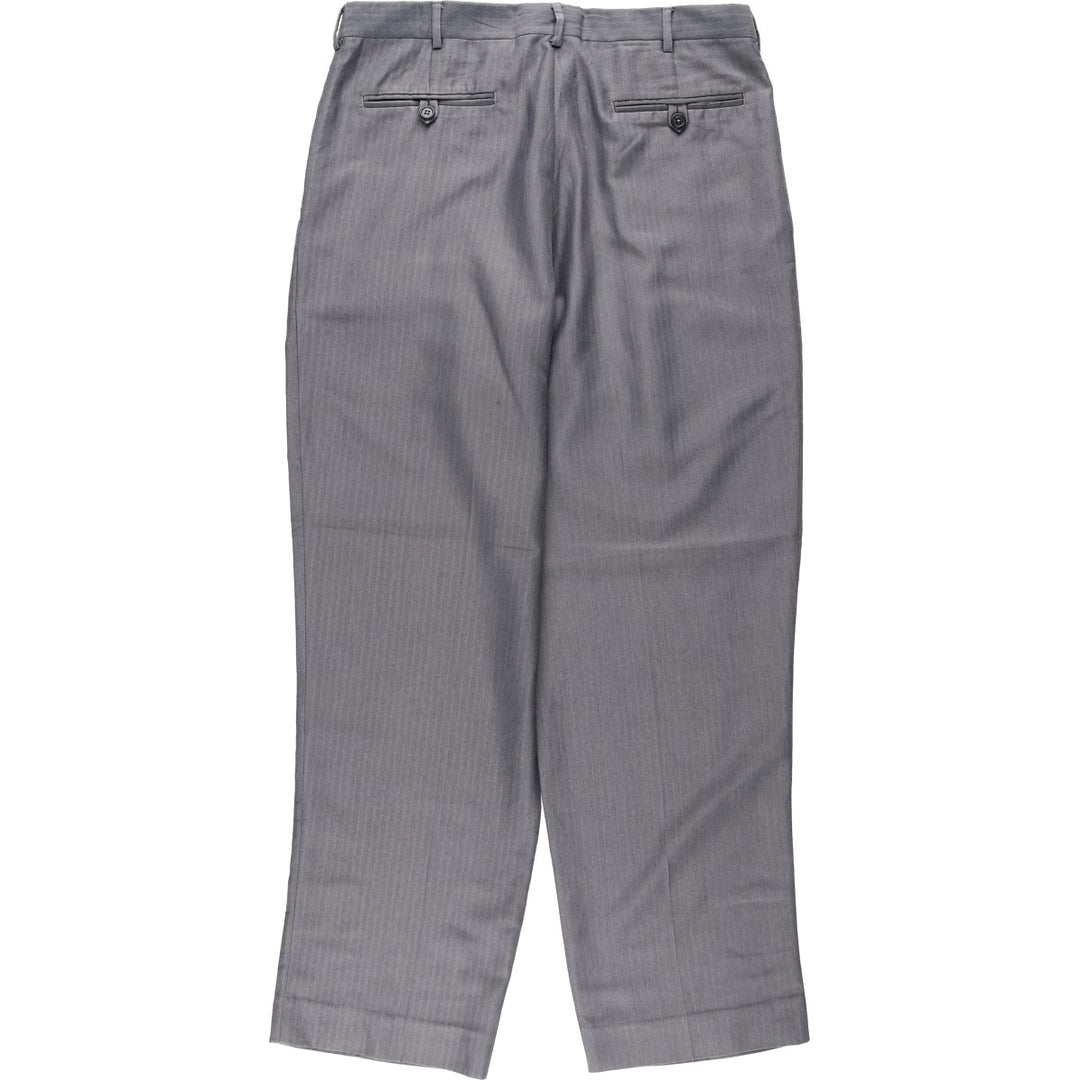 Ralph Lauren CHAPS Two-Pleat Herringbone Slacks Pants, Men's Size W34 (approx.) polyester gray type Vintage Second Hand